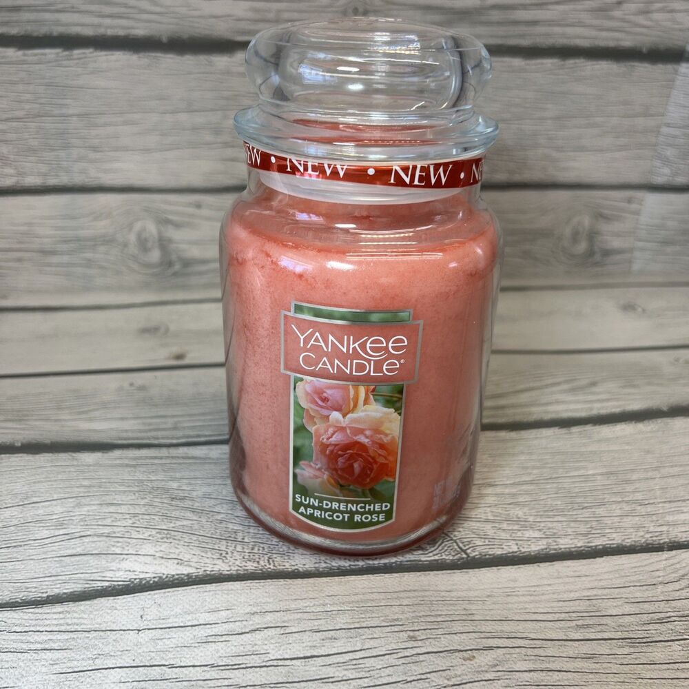 Yankee Candle SUN-DRENCHED APRICOT ROSE Large Jar 22 Oz Pink Housewarmer New Wax